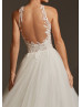 Ivory Lace Tulle Ruffle Illusion Back Wedding Dress